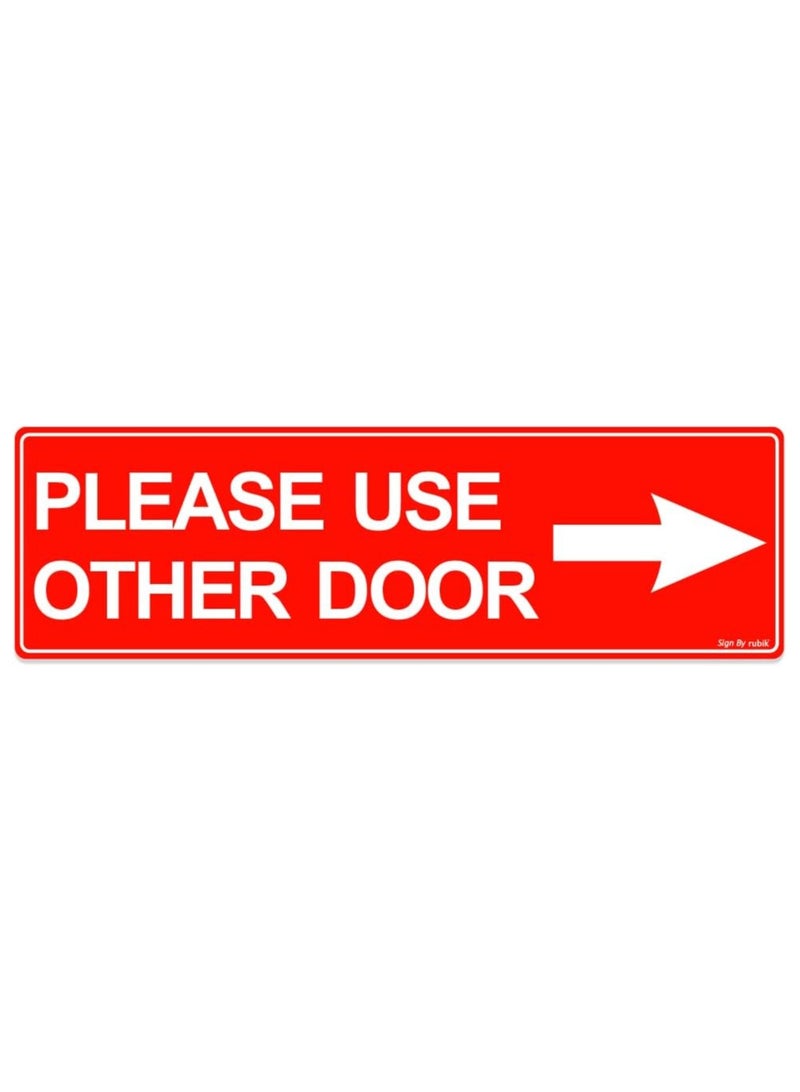 Rubik Please Use Other Door Self Adhesive Sign Sticker 23x7cm, Removable Weather Resistant Reflective Long Lasting Vinyl Decal for Office Stores Schools Indoors and Outdoors (Right Side, Red/White) - Image 1