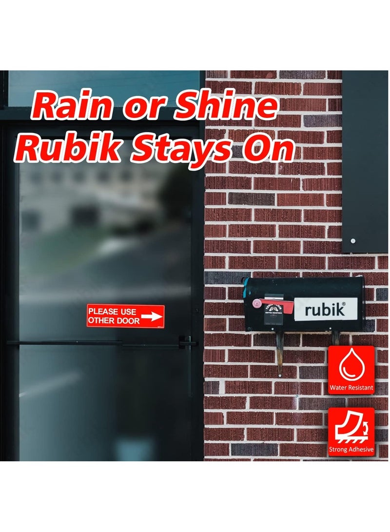 Rubik Please Use Other Door Self Adhesive Sign Sticker 23x7cm, Removable Weather Resistant Reflective Long Lasting Vinyl Decal for Office Stores Schools Indoors and Outdoors (Right Side, Red/White) - Image 3