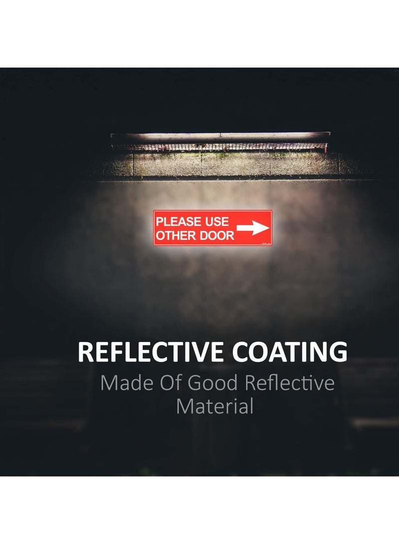 Rubik Please Use Other Door Self Adhesive Sign Sticker 23x7cm, Removable Weather Resistant Reflective Long Lasting Vinyl Decal for Office Stores Schools Indoors and Outdoors (Right Side, Red/White) - Image 4