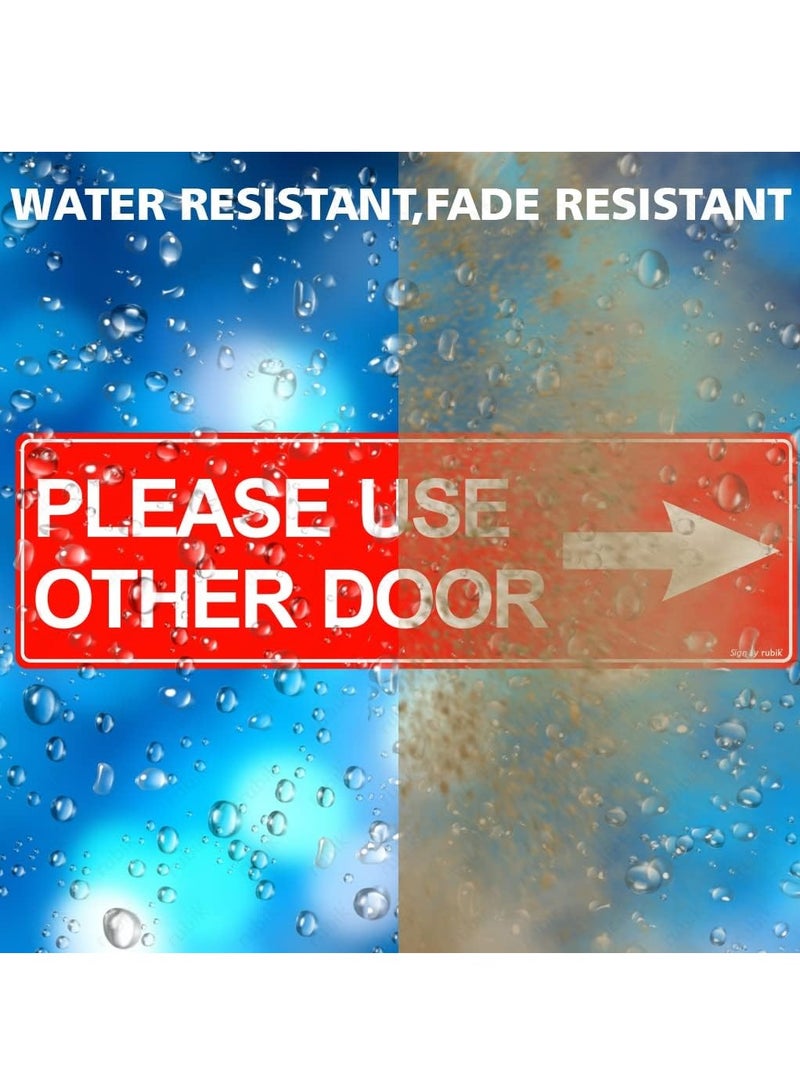 Rubik Please Use Other Door Self Adhesive Sign Sticker 23x7cm, Removable Weather Resistant Reflective Long Lasting Vinyl Decal for Office Stores Schools Indoors and Outdoors (Right Side, Red/White) - Image 5