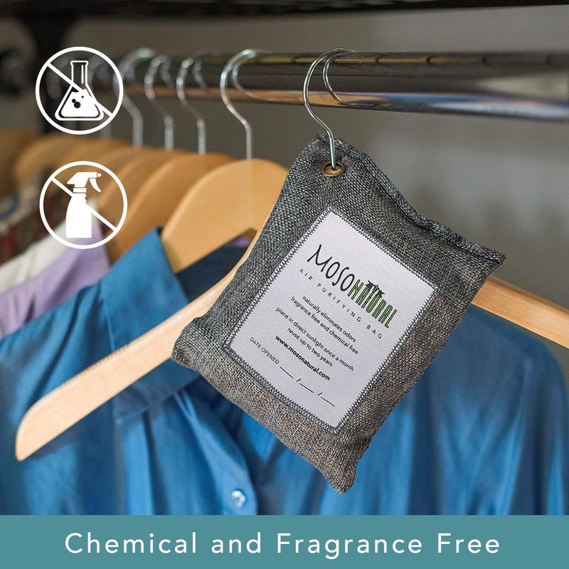 MOSO NATURAL Unscented Air Purifying Granule Bag Odor Eliminator For Cars ClosetsBathrooms And Pet Areas 200gram Charcoal color Long Lasting Charcoal Bag Lasts up to 2 years - Image 2