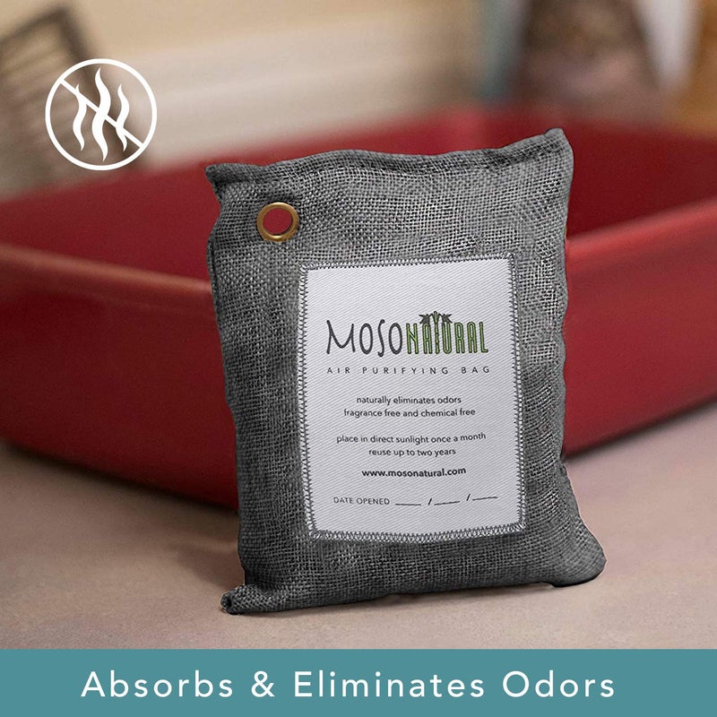 MOSO NATURAL Unscented Air Purifying Granule Bag Odor Eliminator For Cars ClosetsBathrooms And Pet Areas 200gram Charcoal color Long Lasting Charcoal Bag Lasts up to 2 years - Image 3