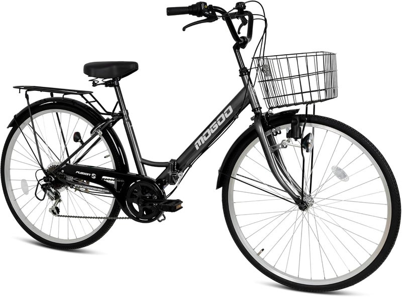 MOGOO FUSION Adult Folding Bike 26 inch Wheels 6 Speed Shimano City Bike for Men Women with Steel Basket, Caliper Brakes, Foldable Durable Steel Frame, Dynamo Headlight, Adjustable Seat - Image 2