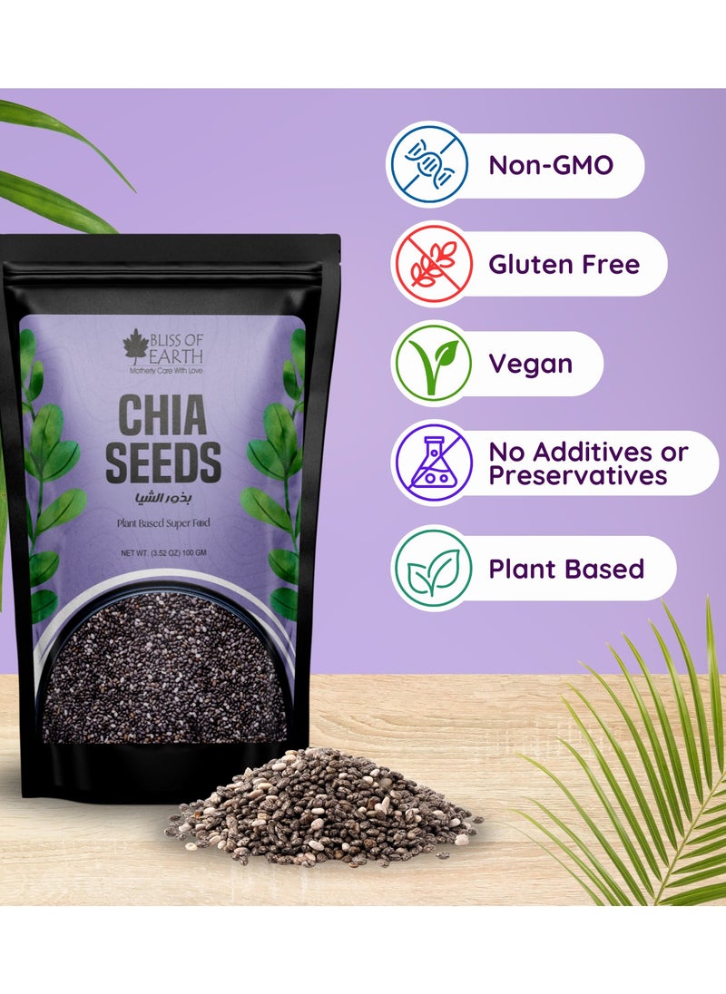 BLISS OF EARTH 100g Chia Seeds For Weight loss Rich with Fiber & Omega 3 Supperfood for Healthy Diet  - Image 3