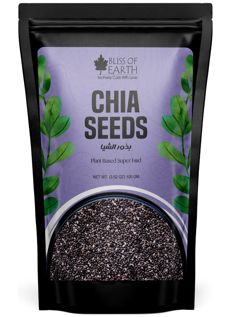 BLISS OF EARTH 100g Chia Seeds For Weight loss Rich with Fiber & Omega 3 Supperfood for Healthy Diet  - Image 1