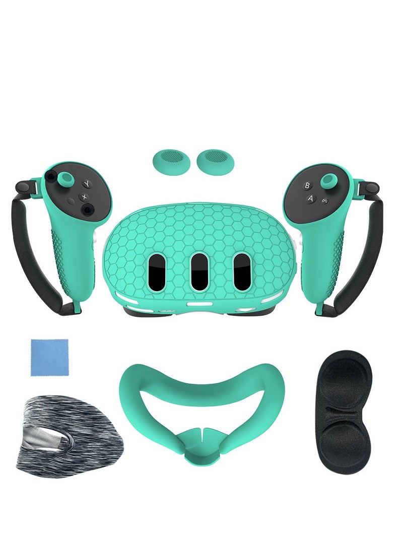 تتوافق الحافظة المكونة من 7 قطع مع ملحقات Meta/Oculus Quest 3، وأقنعة VR TPU، وأغطية المقبض لأجهزة التحكم Quest 3، ودروع الوجه، ورقع العين المقاومة للعرق، وواقيات العدسات - Image 1