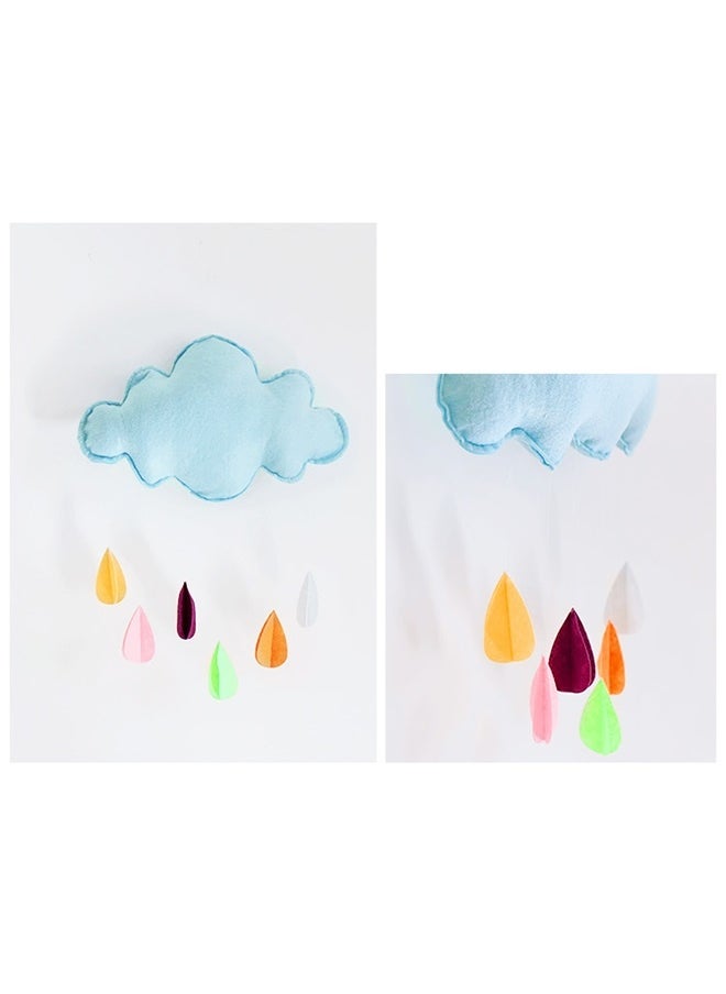 yongsheng Soft Cloud Ceiling Hanging Decoration 38 X 22cm,Handing Wall Stickers Cloud Decorations Felt Rain Cloud Rain Drops Boys and Girls Play Tent Wall Decor for Baby Nursery  - Image 2