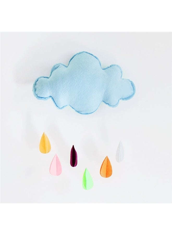 yongsheng Soft Cloud Ceiling Hanging Decoration 38 X 22cm,Handing Wall Stickers Cloud Decorations Felt Rain Cloud Rain Drops Boys and Girls Play Tent Wall Decor for Baby Nursery  - Image 1