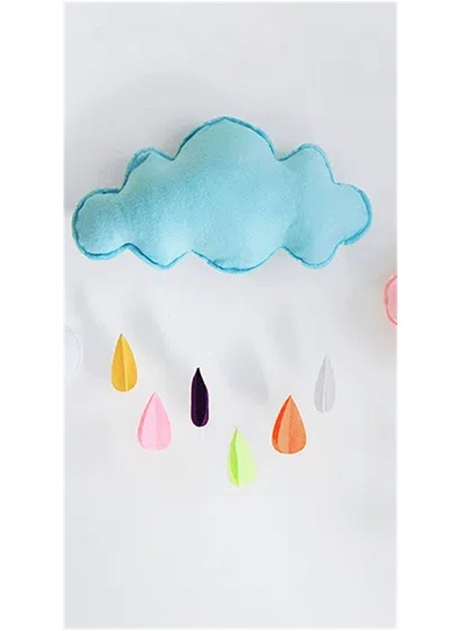 yongsheng Soft Cloud Ceiling Hanging Decoration 38 X 22cm,Handing Wall Stickers Cloud Decorations Felt Rain Cloud Rain Drops Boys and Girls Play Tent Wall Decor for Baby Nursery  - Image 4