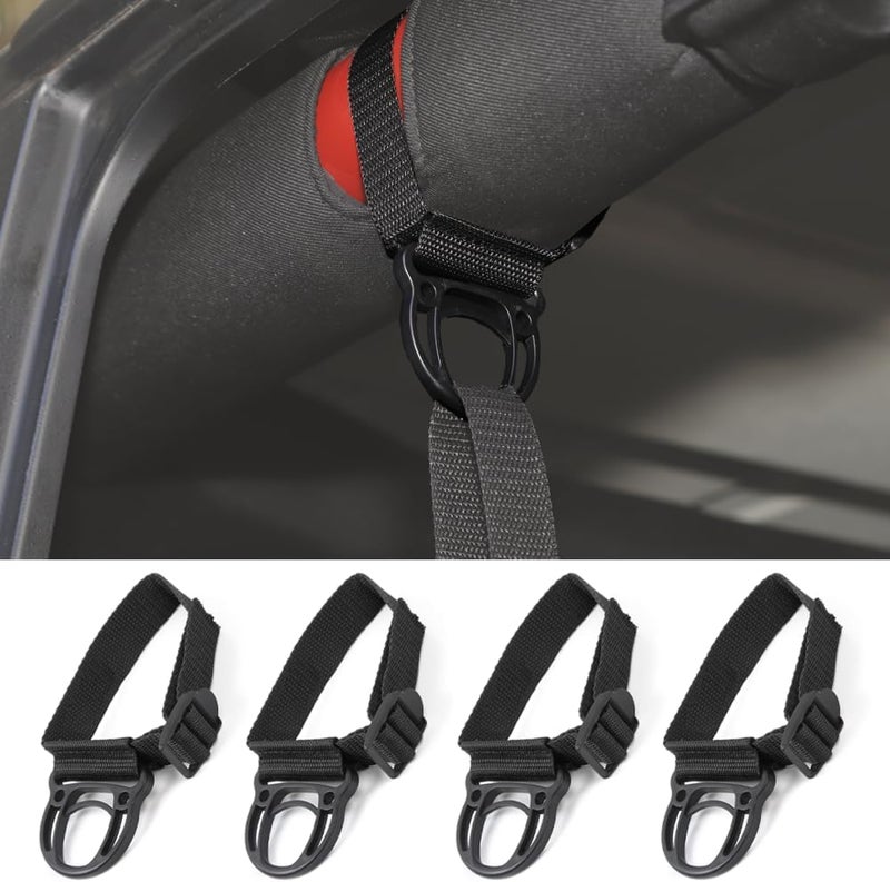 FSYHKJ 4-Pack Black Coat Hook Kit for Jeep Wrangler 1997-2024 Unlimited CJ YJ LJ TJ JK JKU JL JLU 4XE Gladiator JT Clothes Rack Roll Bar Accessories General standard compliant quality - Image 1