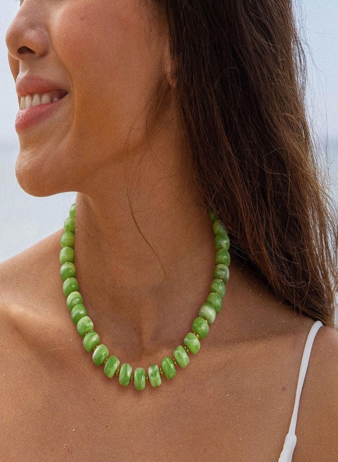 HolidayQbee Beaded Necklace for Women Boho Bead Gemstone Chunky Necklace Big Bead Necklace Fashion Trendy Summer Necklaces Jewelry Gifts, 17.3 inches (adjustable), Resin, No Gemstone - Image 5