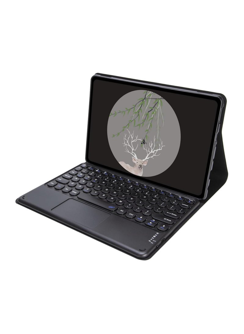غطاء لوحة مفاتيح متوافق مع لوح Lenovo Idea Tab Pro مقاس 12.7 بوصة (2025) طراز TB373FU/TB375FC - لوحة مفاتيح لاسلكية بلوتوث قابلة للإزالة بأزرار دائرية مع لوحة لمس، حافظة جلدية للوحة المفاتيح