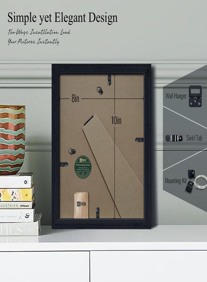 في سي كيه إطار صور VCK مقاس 8x10، عبوة من قطعتين، خشب بلوط أسود طبيعي الحبيبات وزجاج عالي الدقة، لعرض صور مقاس 5x7 مع إطار داخلي أو 8x10 بدون إطار داخلي، يُوضع على الطاولة أو يُعلق على الحائط. - Image 3