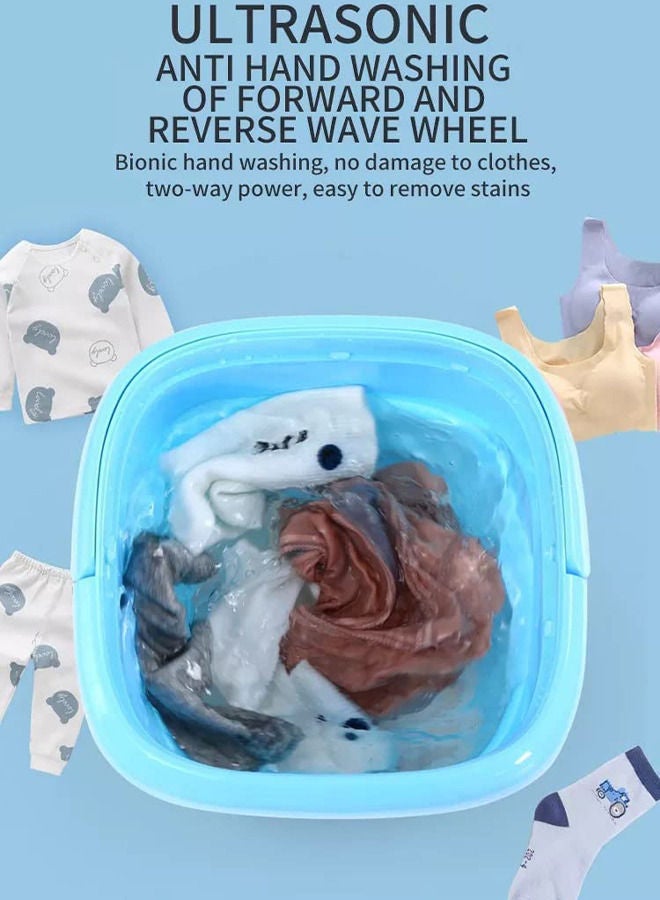 Yameem Portable Washing Machine- Foldable Mini Small Portable Washer and Spin Dryer Small Foldable Bucket Washer for Baby Clothes, Underwear or Small Items for Laundry, Camping, Travel, (Blue) - Image 4