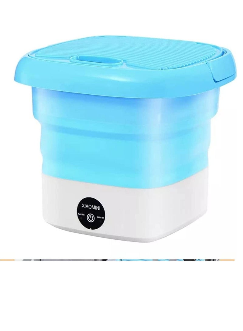 Yameem Portable Washing Machine- Foldable Mini Small Portable Washer and Spin Dryer Small Foldable Bucket Washer for Baby Clothes, Underwear or Small Items for Laundry, Camping, Travel, (Blue) - Image 1