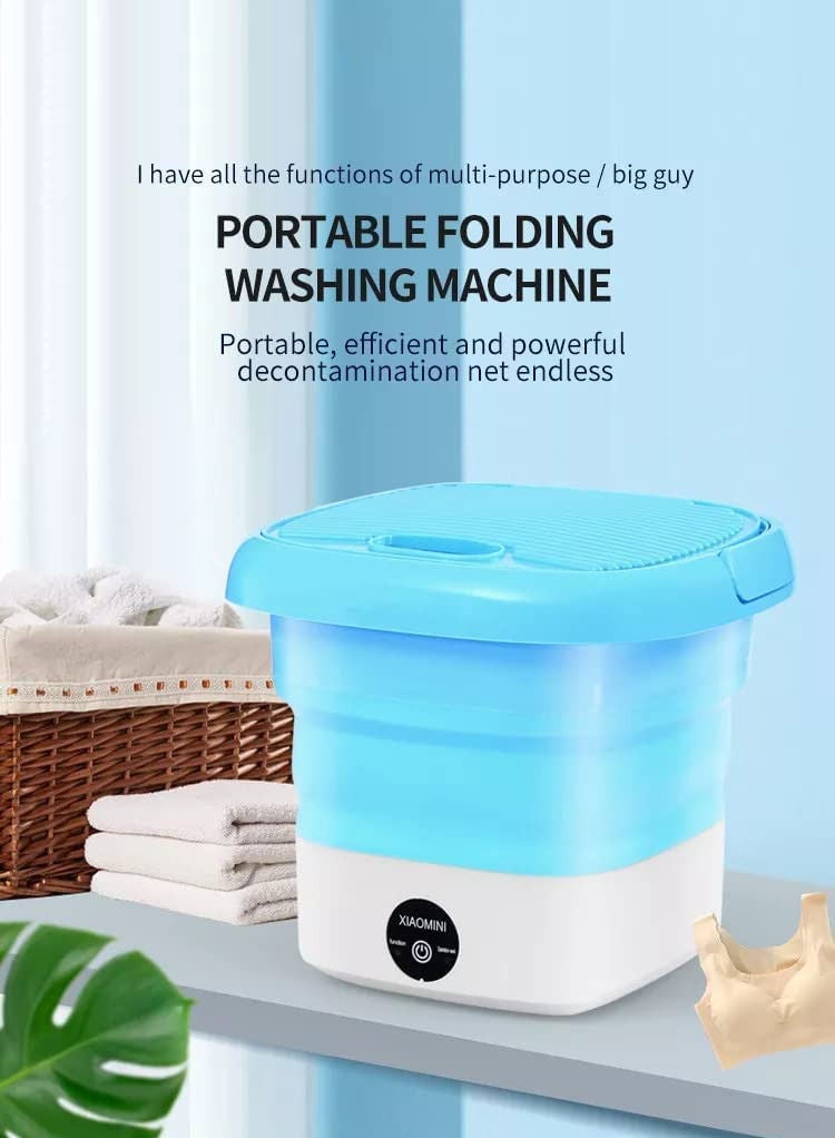 Yameem Portable Washing Machine- Foldable Mini Small Portable Washer and Spin Dryer Small Foldable Bucket Washer for Baby Clothes, Underwear or Small Items for Laundry, Camping, Travel, (Blue) - Image 2