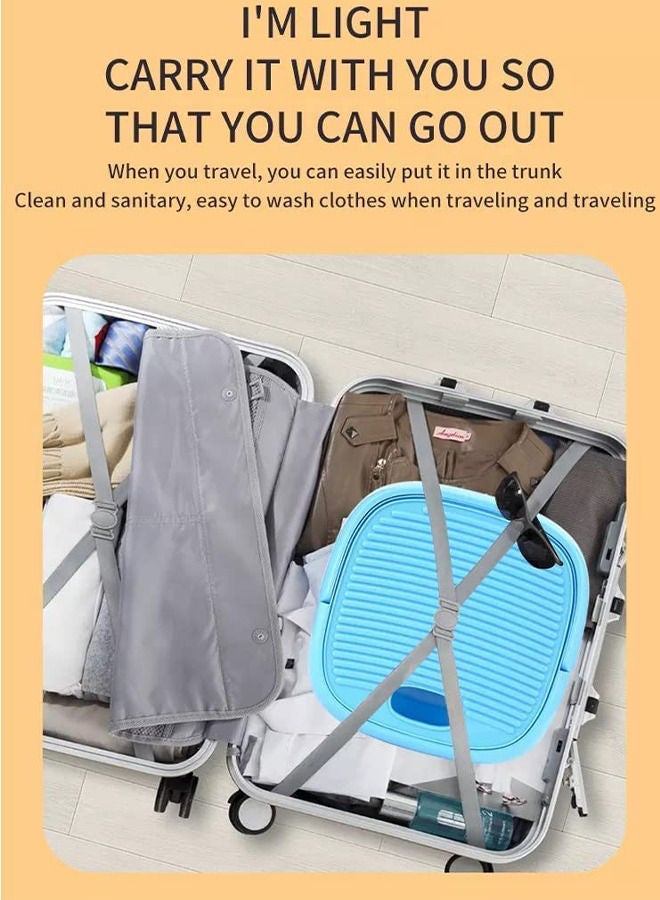 Yameem Portable Washing Machine- Foldable Mini Small Portable Washer and Spin Dryer Small Foldable Bucket Washer for Baby Clothes, Underwear or Small Items for Laundry, Camping, Travel, (Blue) - Image 5