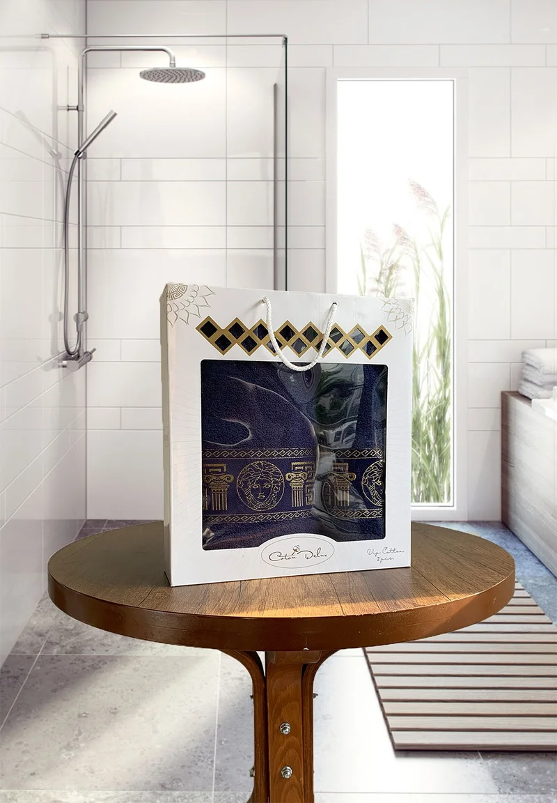 Valoroso Tekstil Valoroso Textile Medusa Motif 2-Piece Bath Towel Set / Turkish Bath Set 100% Cotton