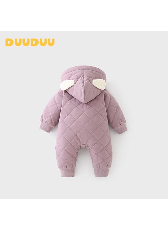 Duuduu Newborn Warm Cotton Romper Autumn Winter Baby Cartoon Fleece Lined Thickened Jumpsuit - Image 2