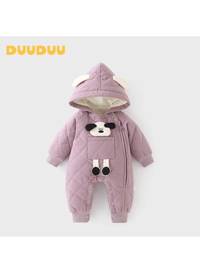 Duuduu Newborn Warm Cotton Romper Autumn Winter Baby Cartoon Fleece Lined Thickened Jumpsuit - Image 1