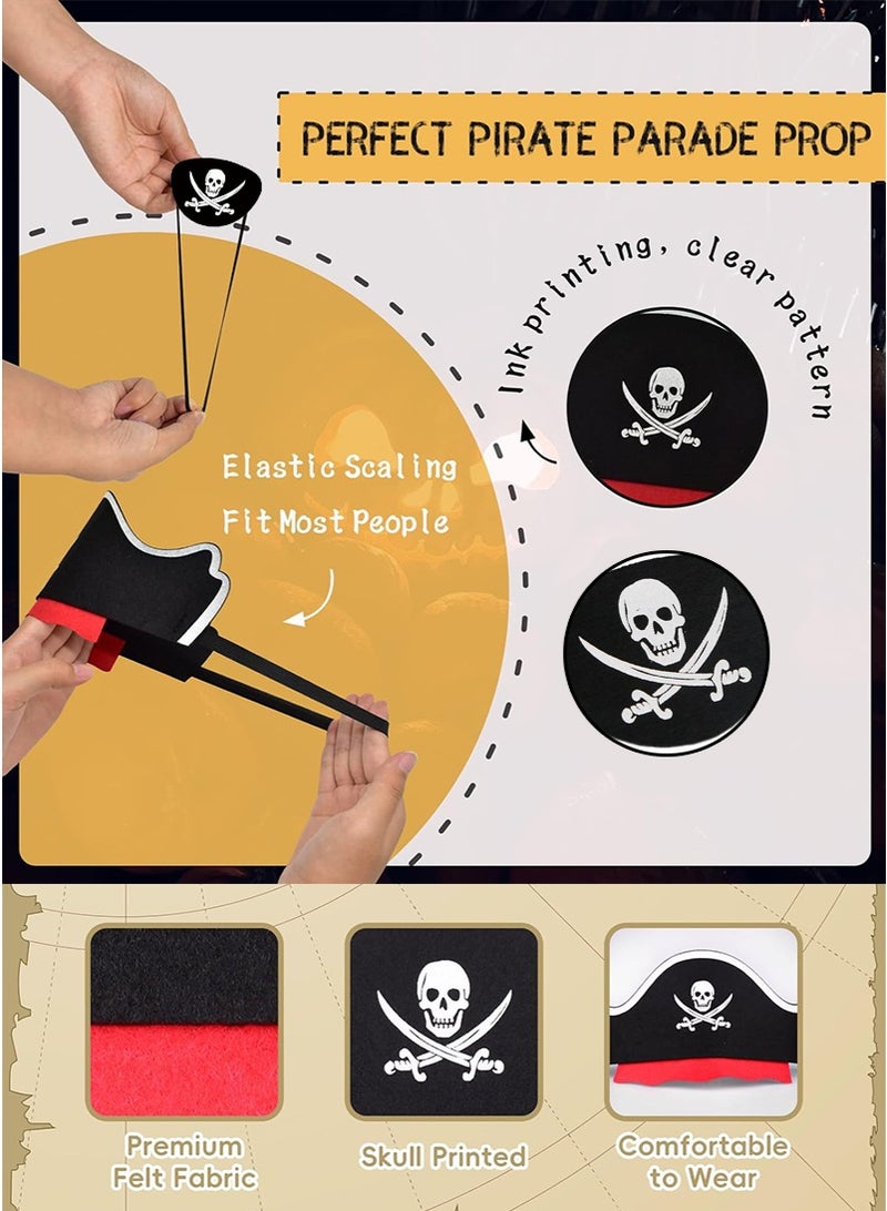 TAPIT 12 Pieces Pirate Hat and Pirate Eye Patch Set, Skull Print Pirate Captain Costume Cap Eye Mask for Halloween Decoration, Pirate Theme Party Cosplay Masquerade Accessories - Image 3