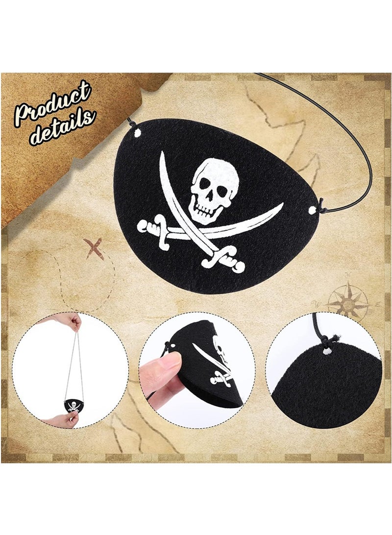 TAPIT 12 Pieces Pirate Hat and Pirate Eye Patch Set, Skull Print Pirate Captain Costume Cap Eye Mask for Halloween Decoration, Pirate Theme Party Cosplay Masquerade Accessories - Image 4