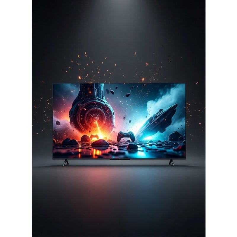 Living room 4K smart TV with break-resistant tempered glass, black finish, ultra-thin bezel and seamless WebOS integration for effortless streaming and control - Image 2