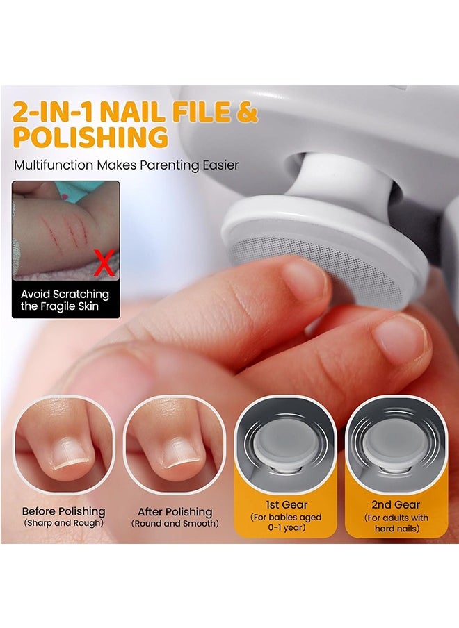 JCB CHIC Electric Nail Clipper, Nail Trimmer Nail Polisher 2 in-1, Automatic Nail Clipper 2 Speed Fingernail Clippers Nail File with Light, Women Manicure Set Nail Clippers for Baby Kids Seniors Weak Hands  - Image 3