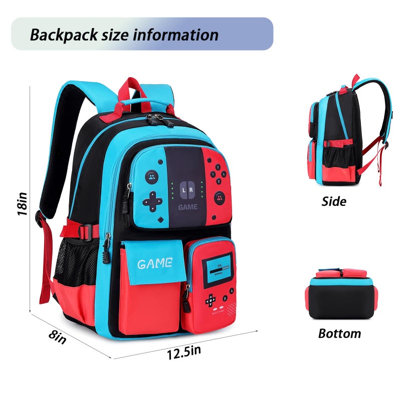 BLUWEI Boys Backpack Kids Bookbag TeensSchool Bag LuminousGame Large capacity bag(1Blue) - Image 3