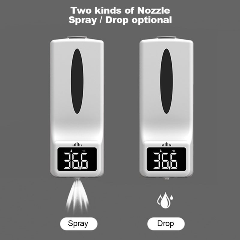 1000ml Wall Mounted Automatic Soap Dispenser with Infrared Thermometer 2-in-1 - Non-contact Temperature Measurement Large LCD Display High Precision Sensor for Home Hotel School Office Use - Image 2