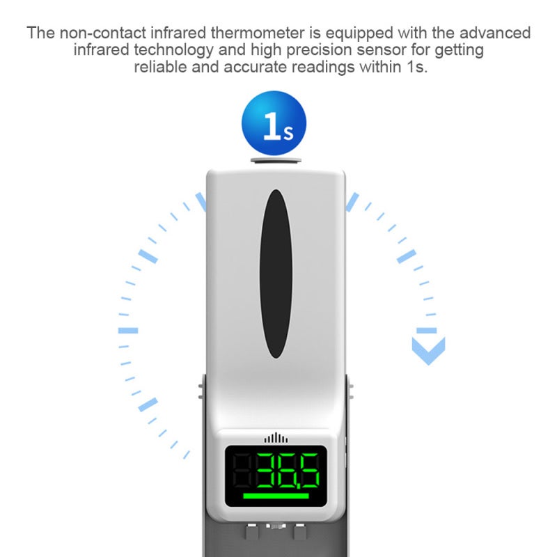 1000ml Wall Mounted Automatic Soap Dispenser with Infrared Thermometer 2-in-1 - Non-contact Temperature Measurement Large LCD Display High Precision Sensor for Home Hotel School Office Use - Image 5