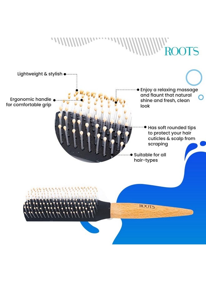 روتس - فرشاة شعر خشبية - مجداف دائري وتصفيفات مهواة لشعر صحي وجذاب - مناسبة لجميع أنواع الشعر - للرجال والنساء - فرشاة شعر خفيفة الوزن وأنيقة - BWR44 - Image 4