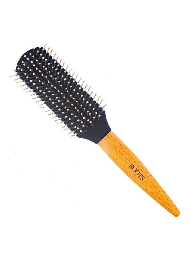 روتس - فرشاة شعر خشبية - مجداف دائري وتصفيفات مهواة لشعر صحي وجذاب - مناسبة لجميع أنواع الشعر - للرجال والنساء - فرشاة شعر خفيفة الوزن وأنيقة - BWR44 - Image 1