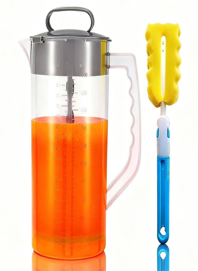WAKCCIL Mixing Pitcher with Plunger Mixer 2 QT/64OZ Plastic Water Pitcher with Lid & Clean Sponge, Angled Plastic Blades and Adjustable Mixer Plunger for Mix Juice, Milk,Tea, Beverage Container - Image 1