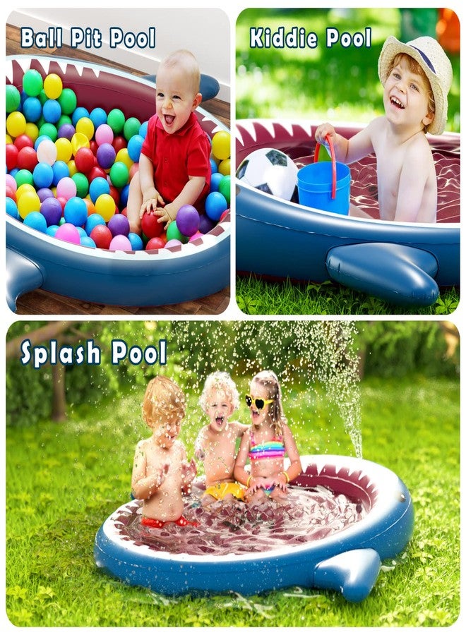 Jasonwell Inflatable Kiddie Pool Sprinkler: 71-Inch 3-in-1 Children Ball Pit Shark Baby Wading Pool Outdoor Swimming Pool Summer Water Toys for Boys Girls Dogs - Image 2