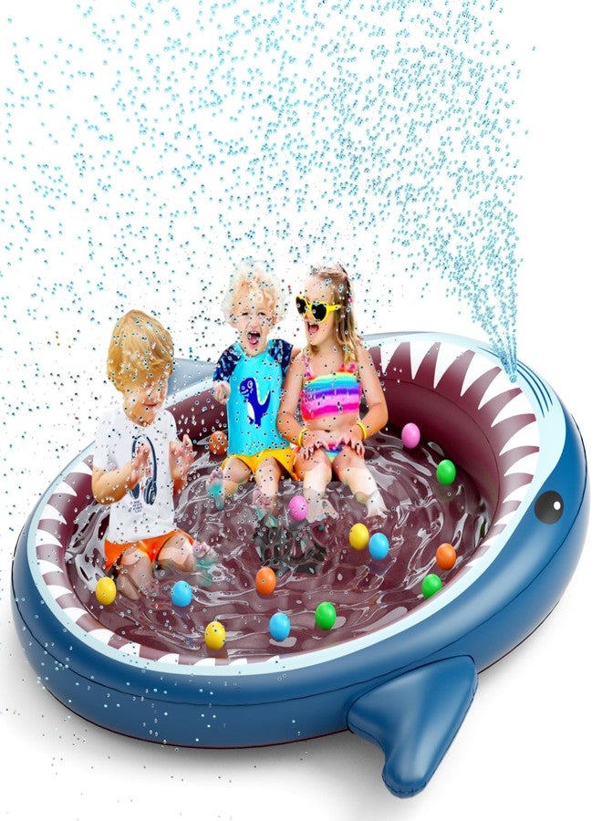Jasonwell Inflatable Kiddie Pool Sprinkler: 71-Inch 3-in-1 Children Ball Pit Shark Baby Wading Pool Outdoor Swimming Pool Summer Water Toys for Boys Girls Dogs - Image 1