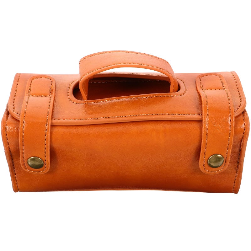 Large Capacity Brown PU Leather Travel Shaver Case Mens Toiletry Organizer With Protective Cover - Image 2