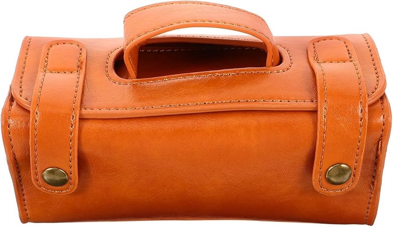 Large Capacity Brown PU Leather Travel Shaver Case Mens Toiletry Organizer With Protective Cover - Image 1