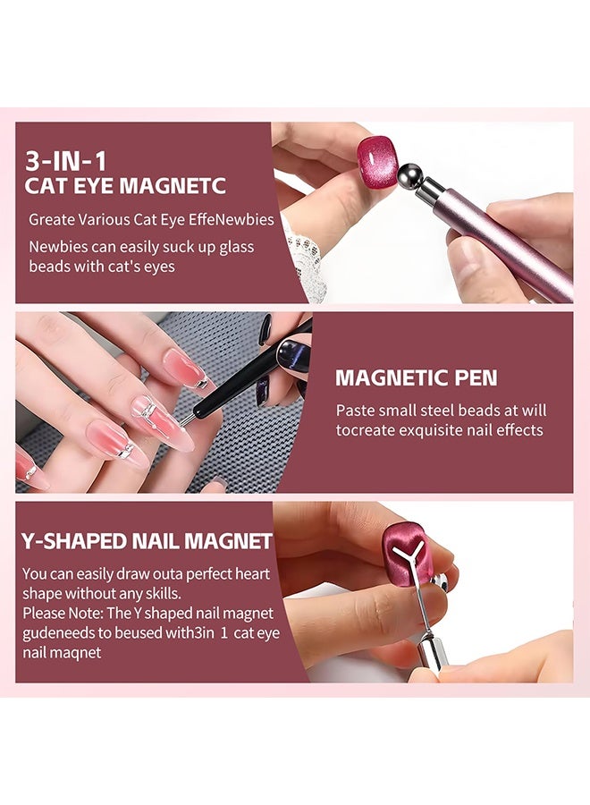 6-Piece Nail Magnet Set for Cat Eye Gel Polish – Black Bead-Attracting Nail Magnet Pen & Heart-Shaped Magnet for Nails, Multifunctional Magnetic Nail Tool for Nail Art, Perfect for Home DIY, Nail Art Design - Image 5
