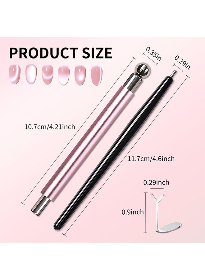 6-Piece Nail Magnet Set for Cat Eye Gel Polish – Black Bead-Attracting Nail Magnet Pen & Heart-Shaped Magnet for Nails, Multifunctional Magnetic Nail Tool for Nail Art, Perfect for Home DIY, Nail Art Design - Image 2