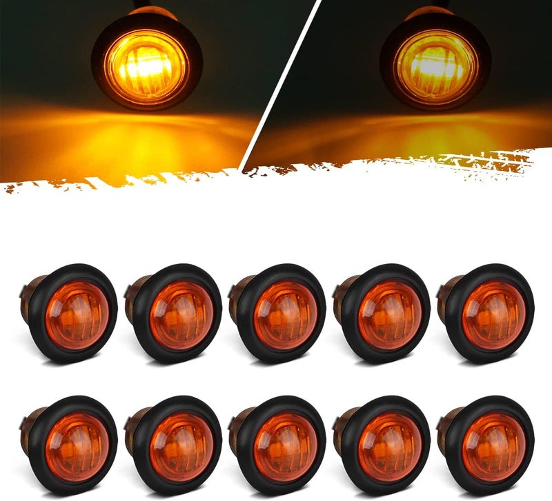 Partsam 10Pcs 3/4" Round Amber LED Marker Lights - Image 1