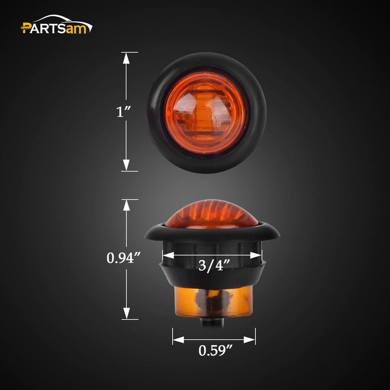 Partsam 10Pcs 3/4" Round Amber LED Marker Lights - Image 4