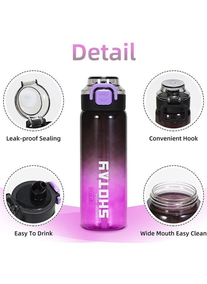 SHOTAY SHOTAY Sports Water Bottles 800ml BPA Free And Leakproof, Fast Flow With Removable Straw, Gym Water Bottle For School, Fitness And Outdoor Sports.  - Image 3
