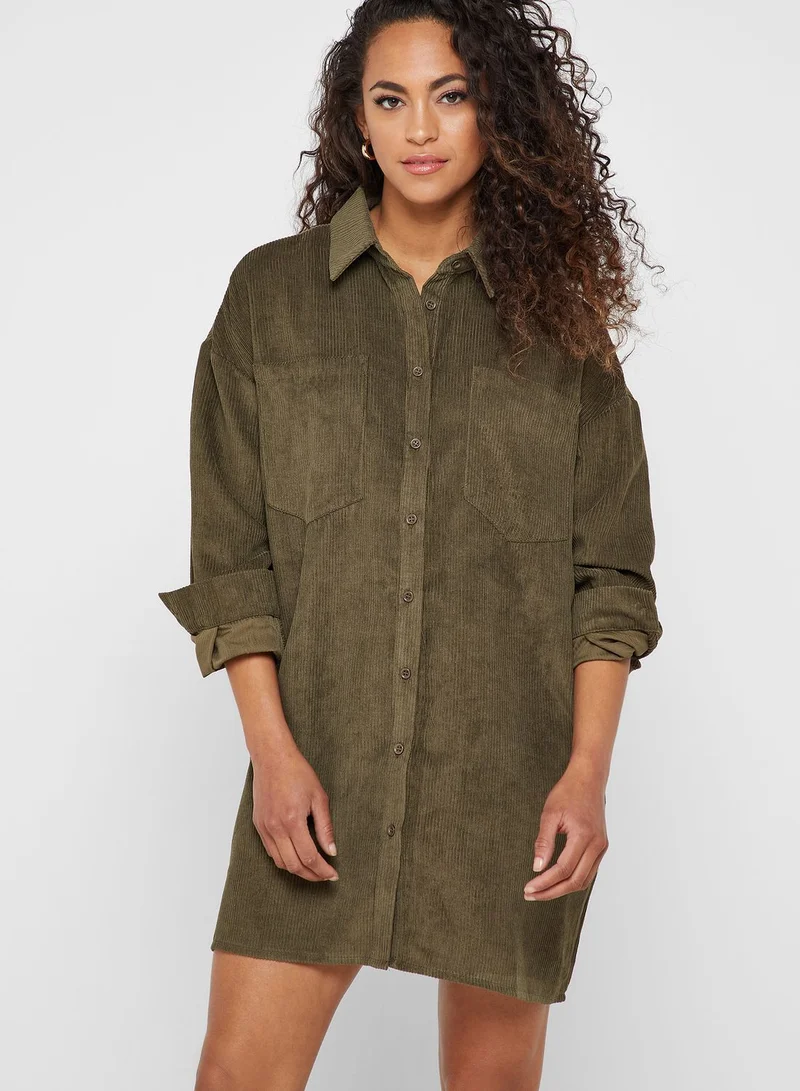 Missguided Oversized Cord Shirt Dress
