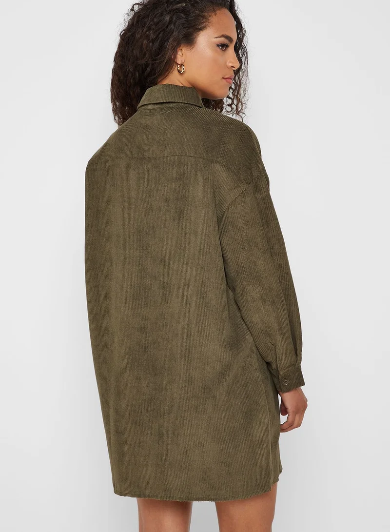 Missguided Oversized Cord Shirt Dress