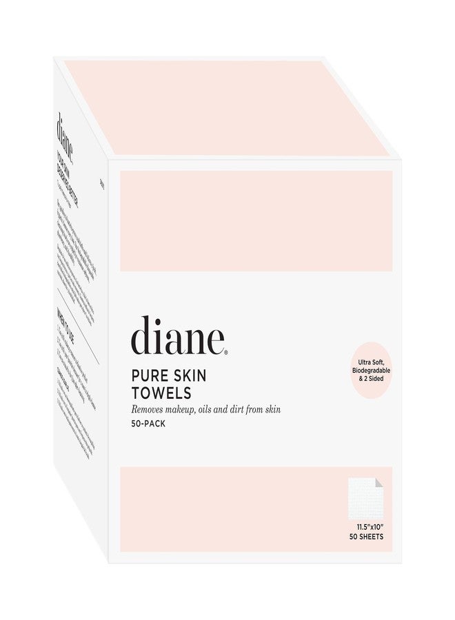 Diane Pure Skin Towels, Disposable Face Towels for Hygienic Cleanse, Makeup Remover Dry Wipes, XL Face Towels that Remove Makeup, Oils, & Dirt from Skin, Eco-Friendly, Vegan, Biodegradable - 50-Pack - Image 1