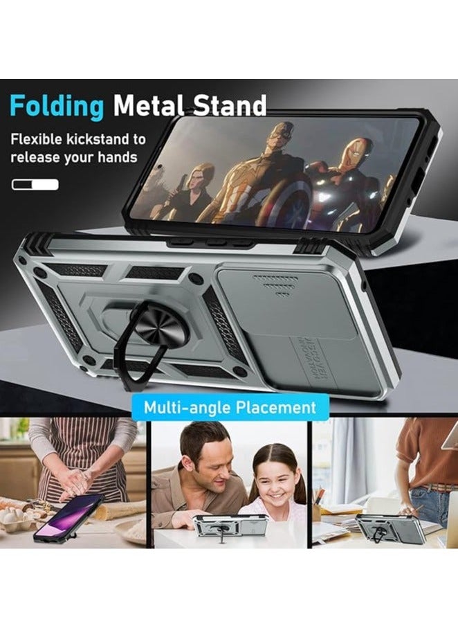 General - Samsung Galaxy S24Ultra Case, Slide Camera Cover, Built in Rotate Ring Kickstand, Heavy Duty Shockproof Protective Case - Image 1