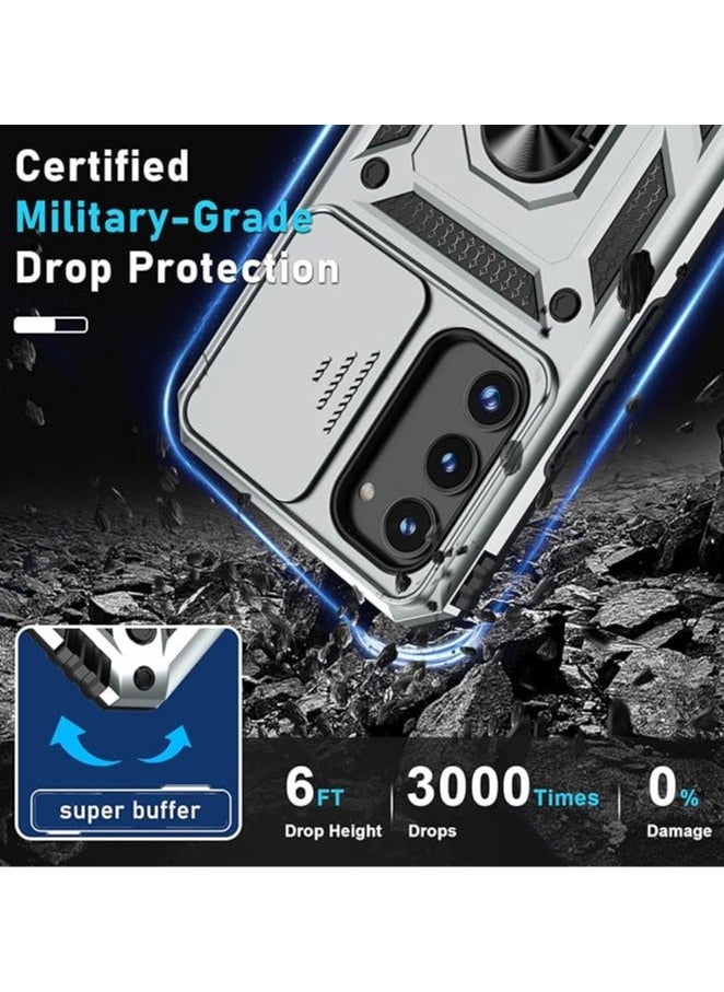General - Samsung Galaxy S24Ultra Case, Slide Camera Cover, Built in Rotate Ring Kickstand, Heavy Duty Shockproof Protective Case - Image 1