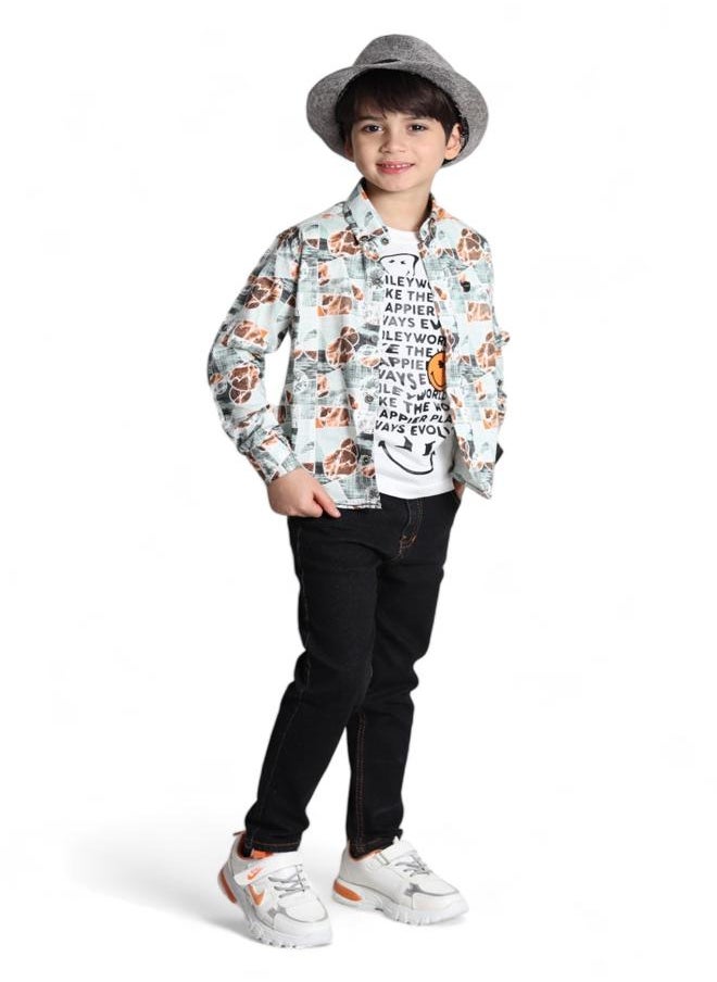 CHOiCE - Summer 2024 Fashion: Boys' Ensemble (Shirt & Tee) for 5-Year-Olds - Smooth Textures and Lively Hues for a Chic, Cozy Appearance, The best supplier for the product 🌈 CHOICE - Image 1