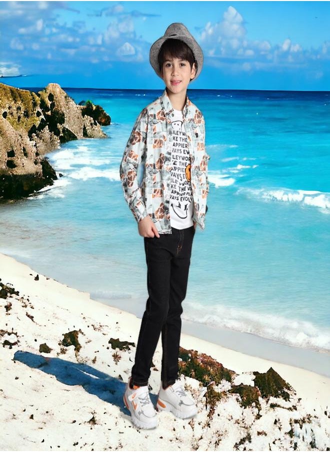 CHOiCE - Summer 2024 Fashion: Boys' Ensemble (Shirt & Tee) for 5-Year-Olds - Smooth Textures and Lively Hues for a Chic, Cozy Appearance, The best supplier for the product 🌈 CHOICE - Image 1